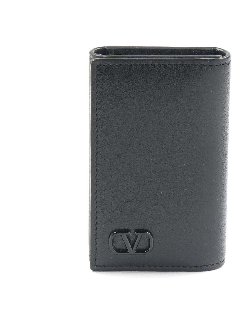 logo-plaque leather wallet