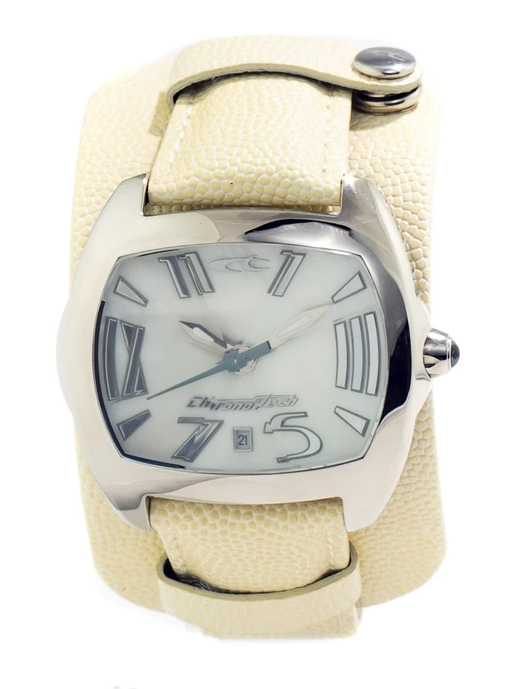 Beige Leather Dress Watch