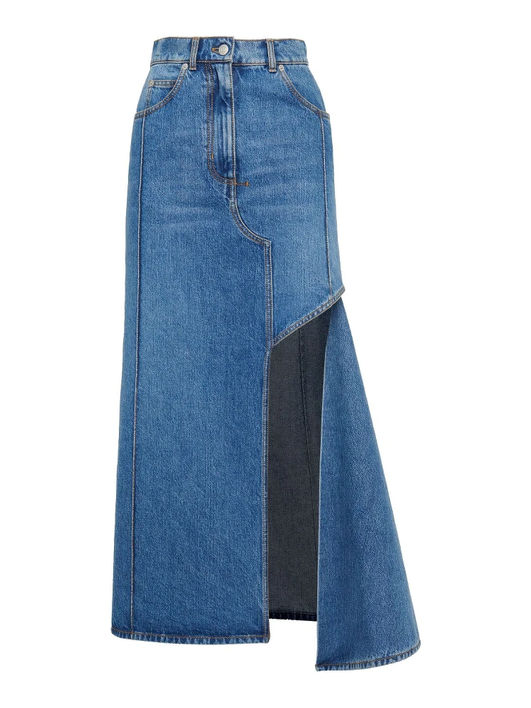 Pencil Denim Skirt With Cut-out