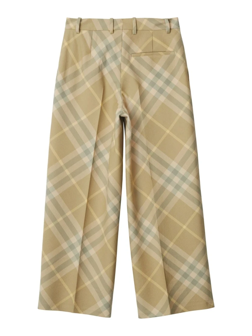 check-print tailored wool trousers