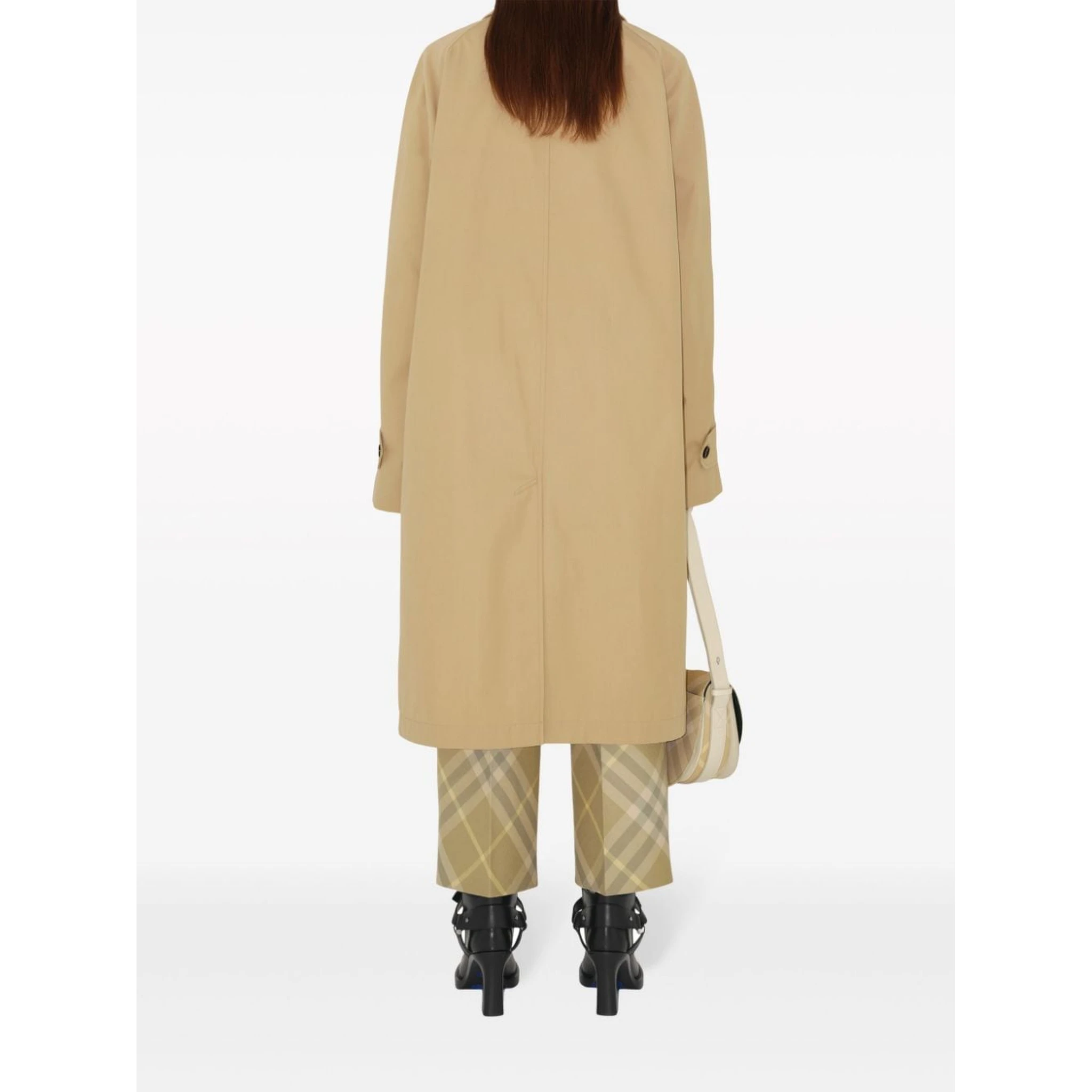 check-print tailored wool trousers