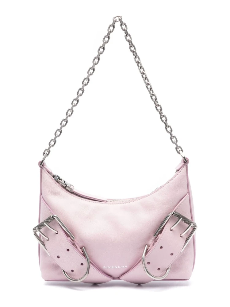 Leather Shoulder Bag Chain-link Strap In Pink