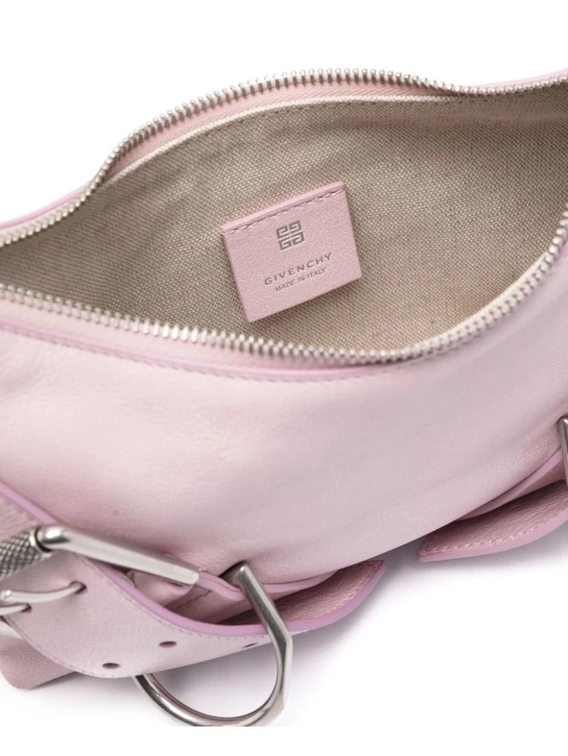 Leather Shoulder Bag Chain-link Strap In Pink