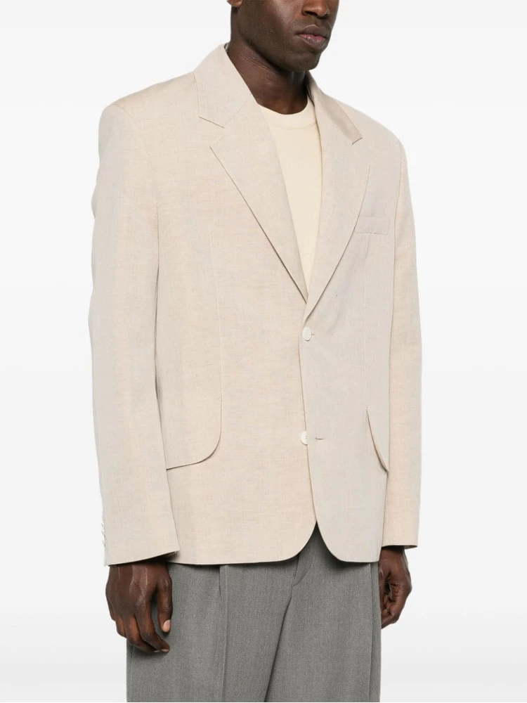 Titolo Linen And Wool Single-breasted Blazer In Beige alternative