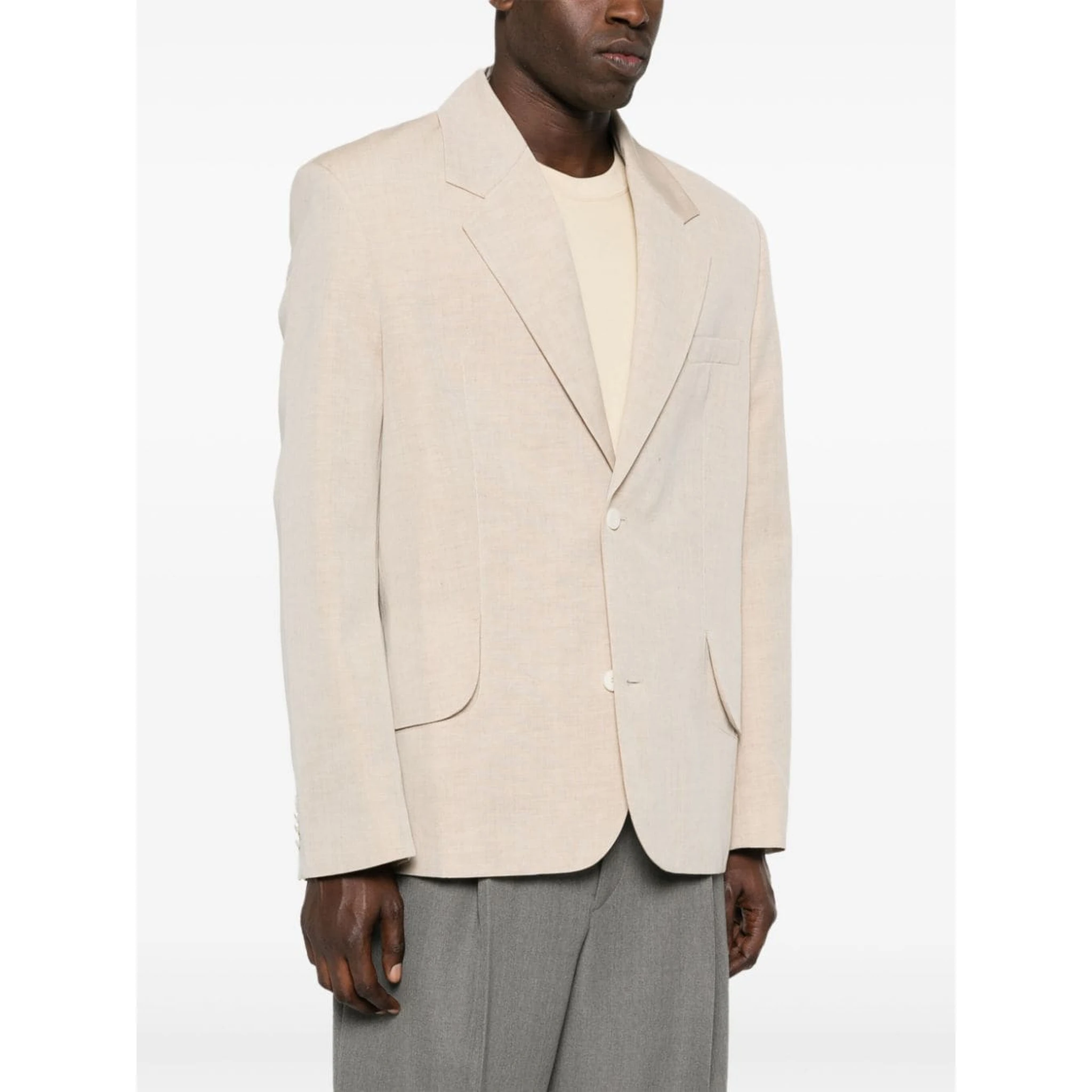 Titolo Linen And Wool Single-breasted Blazer In Beige