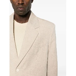 Titolo Linen And Wool Single-breasted Blazer In Beige