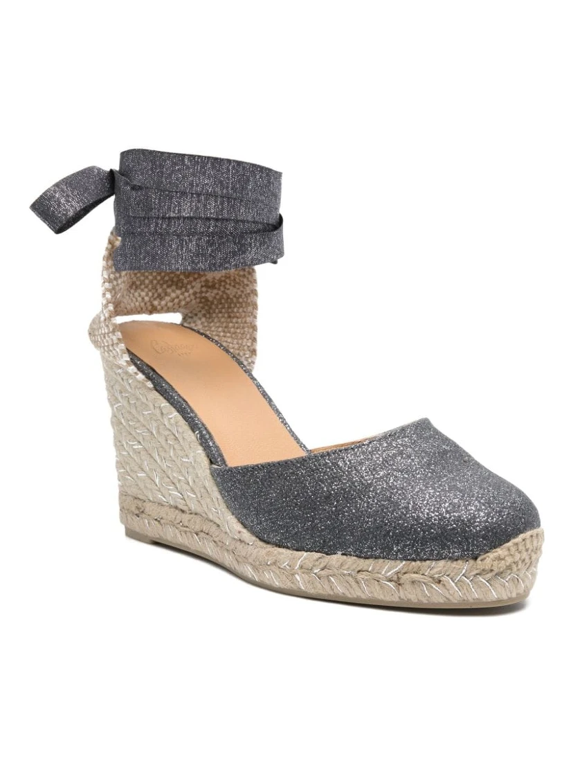 Castañer Lurex Carina Wedge Espadrilles In Grey