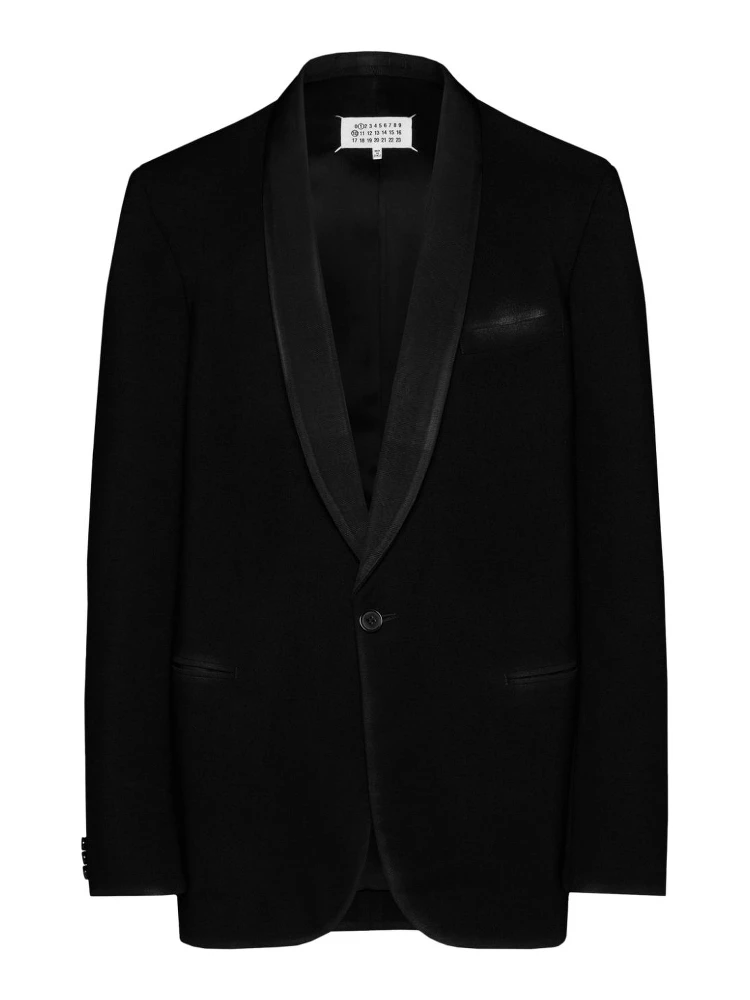 Wool Single-breasted Blazer Jacket In Black