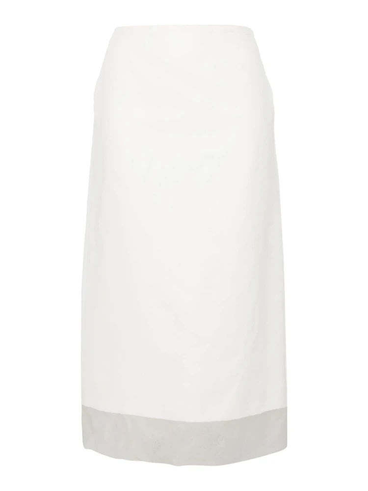Aceti Double Layer Midi Skirt In White