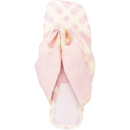 Check Print Leather Thong Sandals In White