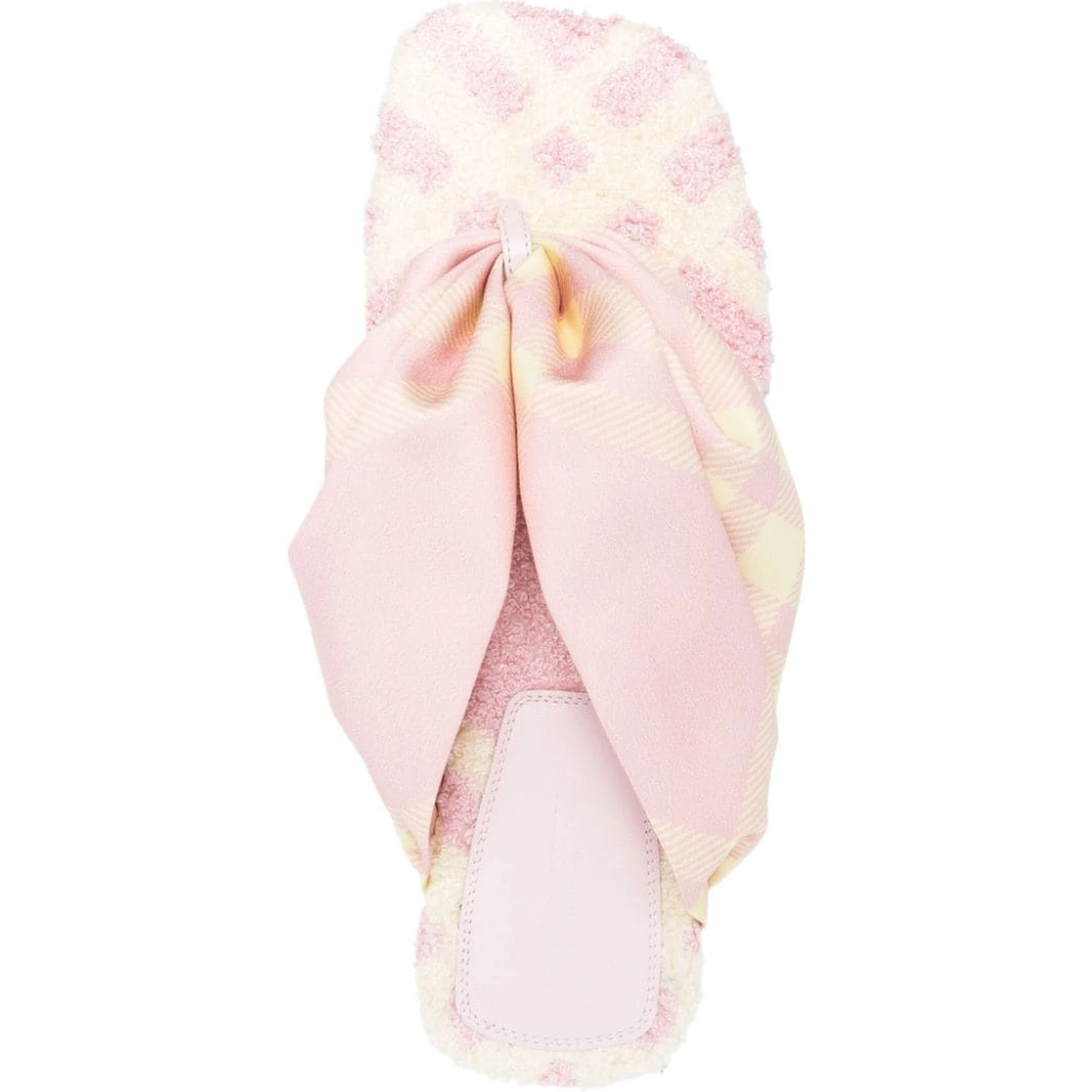 Check Print Leather Thong Sandals In White