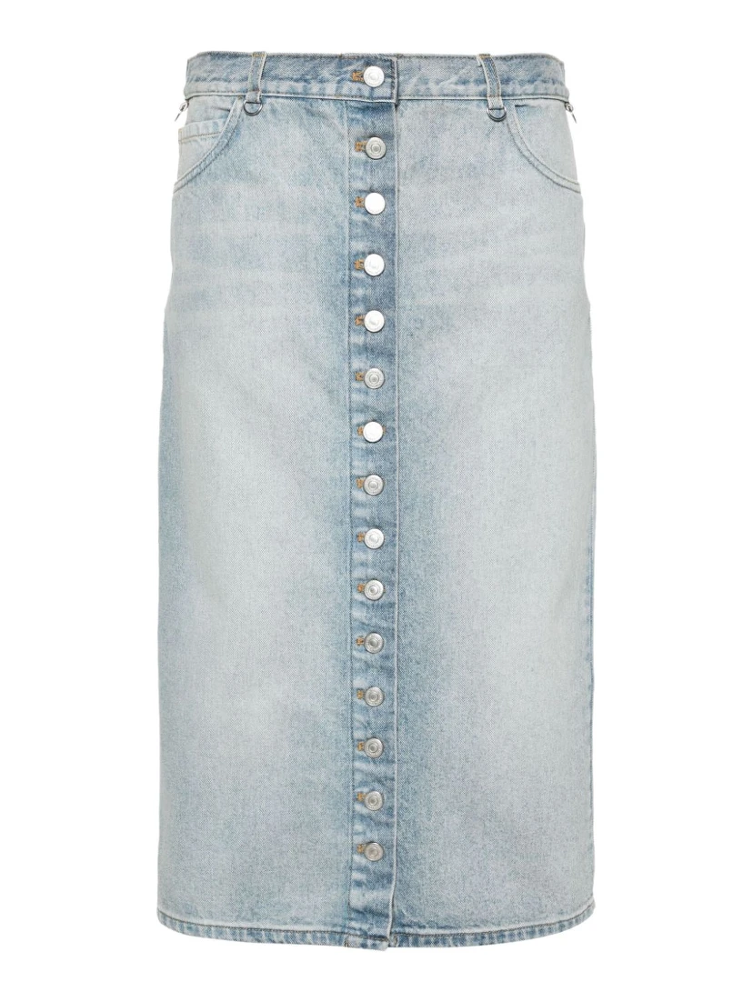 Courreges Pre Denim Midi Skirt In Blue