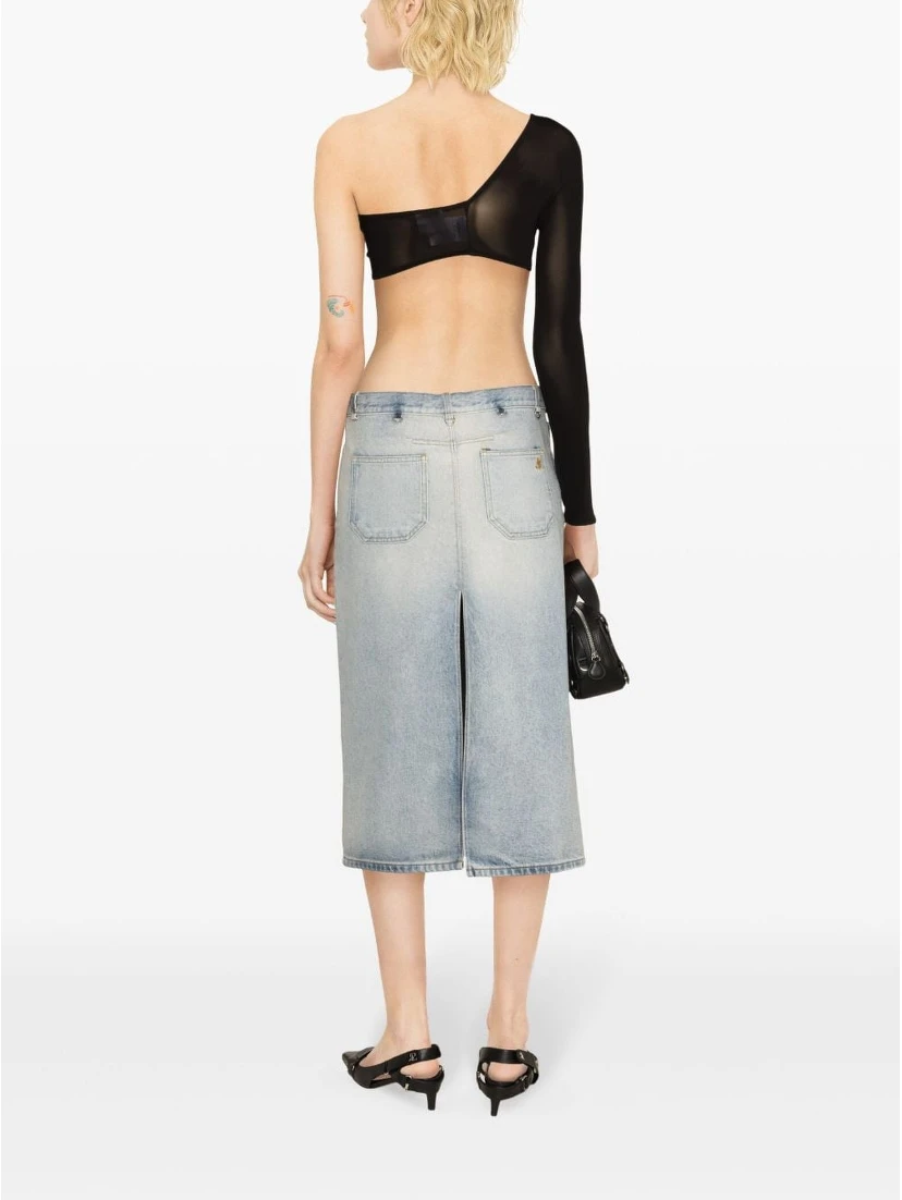 Courreges Pre Denim Midi Skirt In Blue