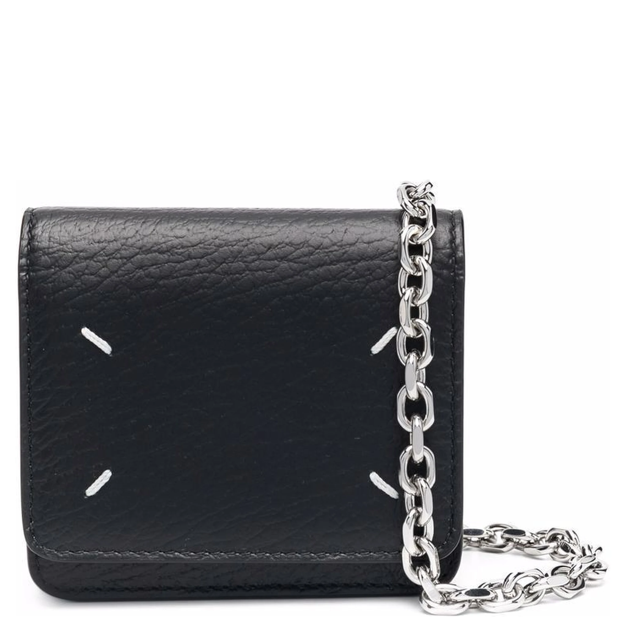 four-stitch leather chain wallet