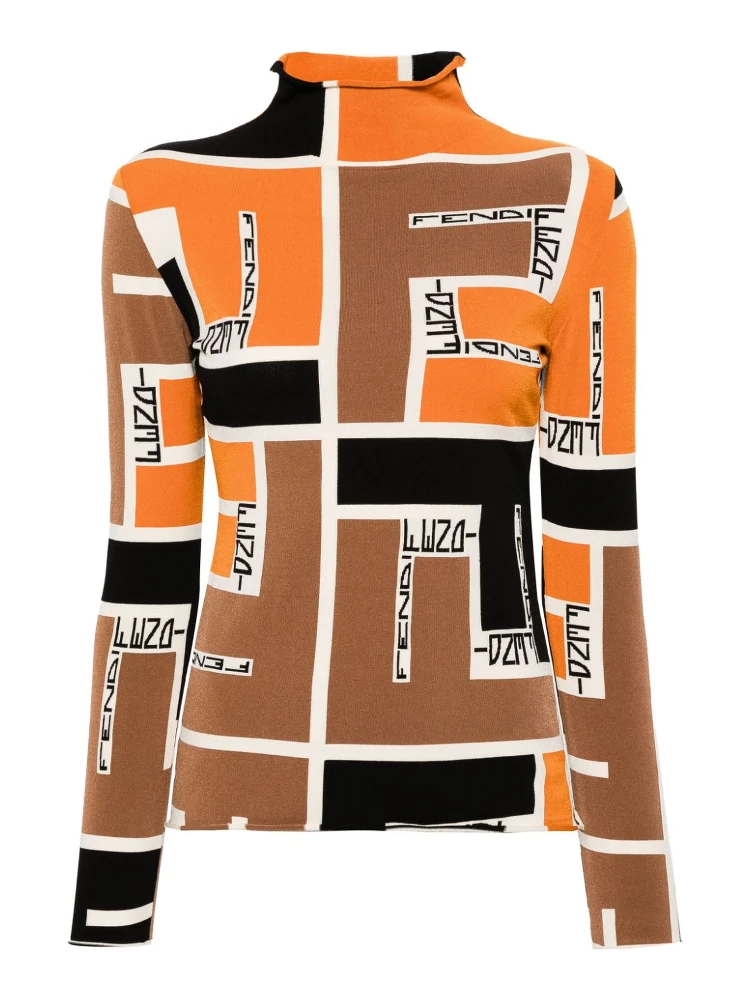 Fendi Lightweight Long-sleeved Knit Top For In Multicolor