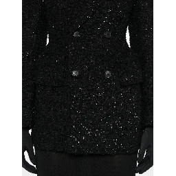 Double-breasted bouclé blazer in black