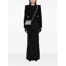 Double-breasted bouclé blazer in black