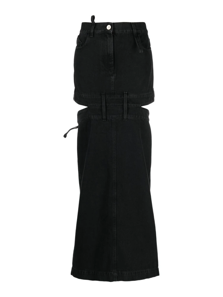 Midi Black Skirt With Maxi Cut-out