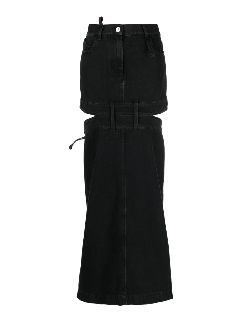 Midi Black Skirt With Maxi Cut-out