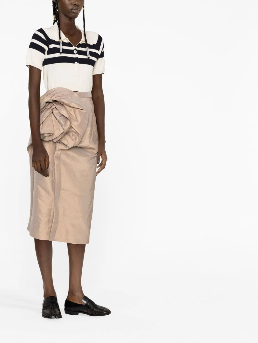 moiré-effect ruffled midi skirt