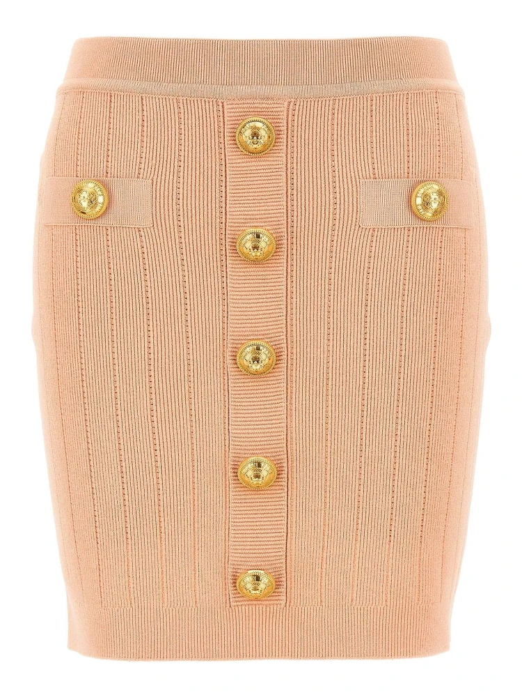 buttoned knitted midi skirt