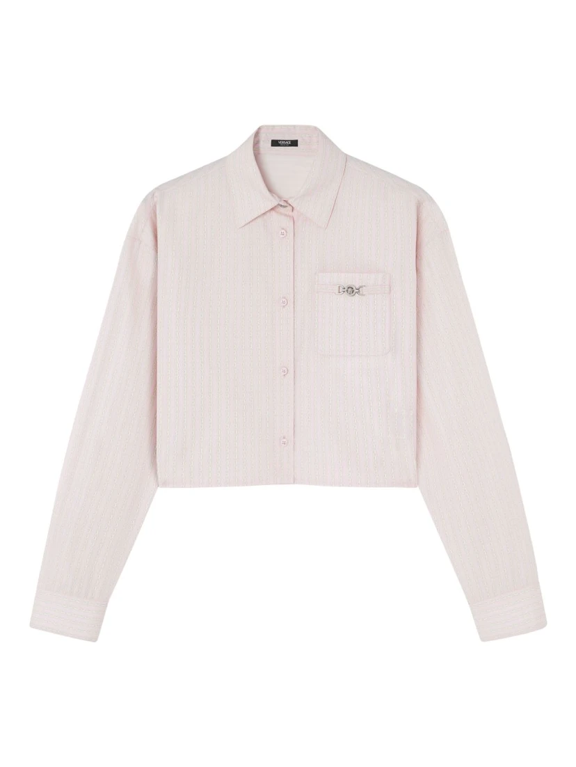 Pinstripe Chain cropped shirt