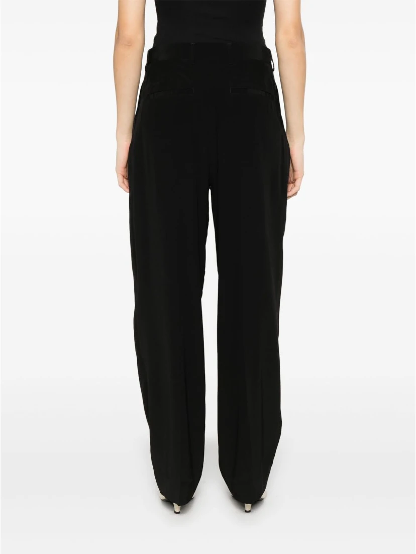 pleated straight-leg trousers