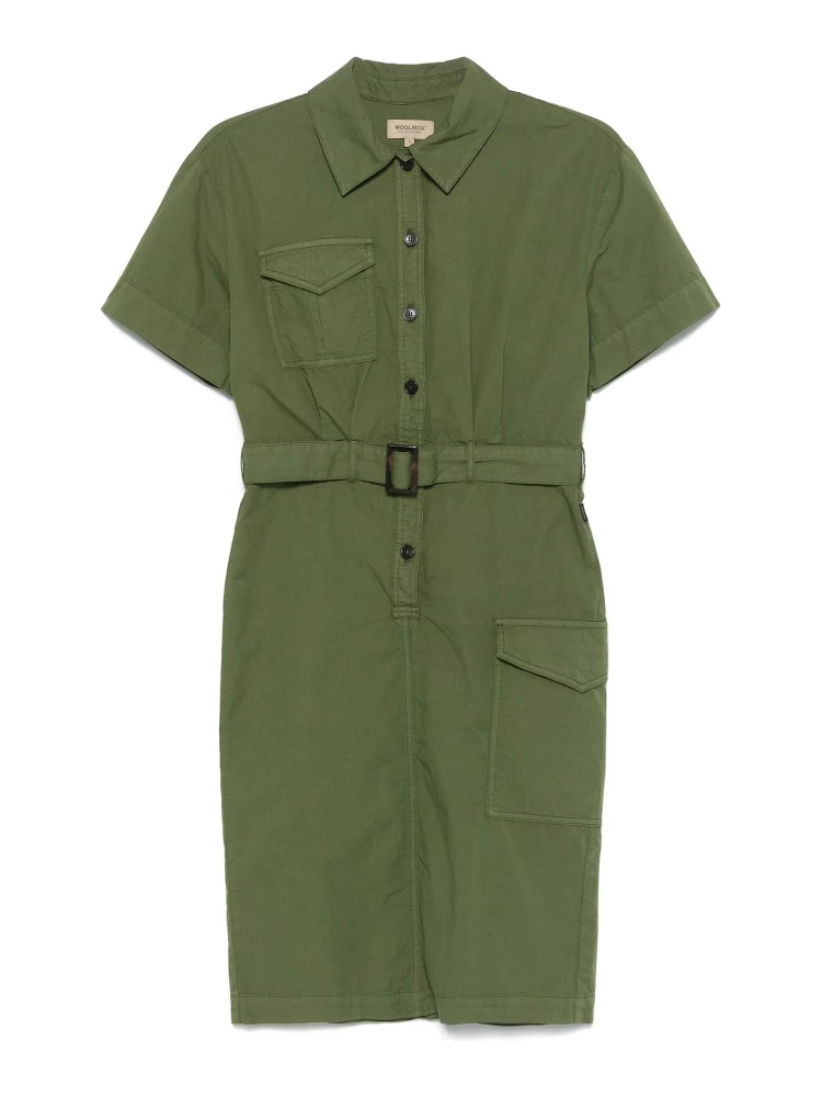 Woolrich Button Detailed Belted Dress