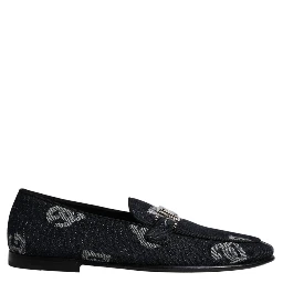 Black Logo Cotton Loafers Formal Dress Shoes