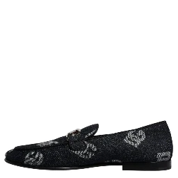 Black Logo Cotton Loafers Formal Dress Shoes