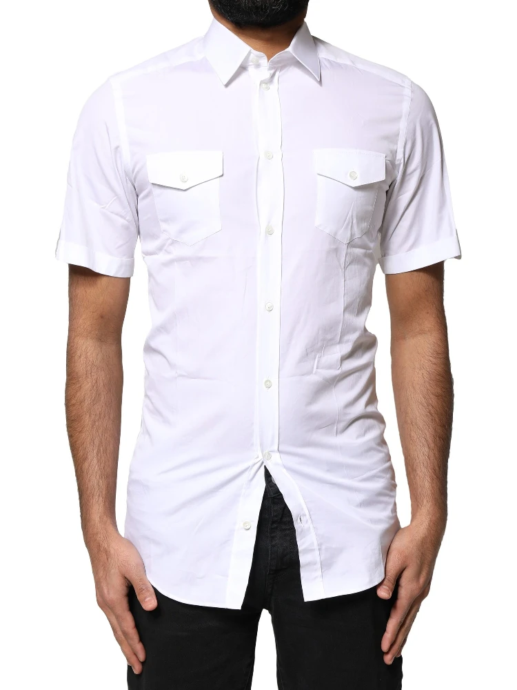 White GOLD Button Down Casual Men Polo Shirt