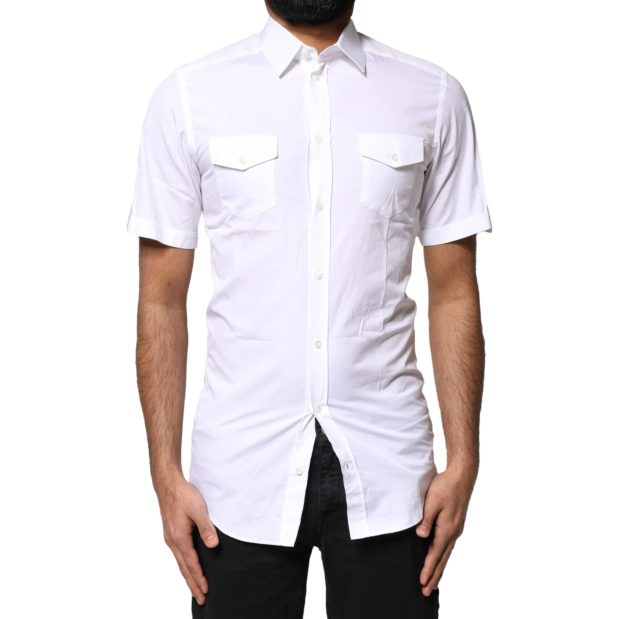 White GOLD Button Down Casual Men Polo Shirt