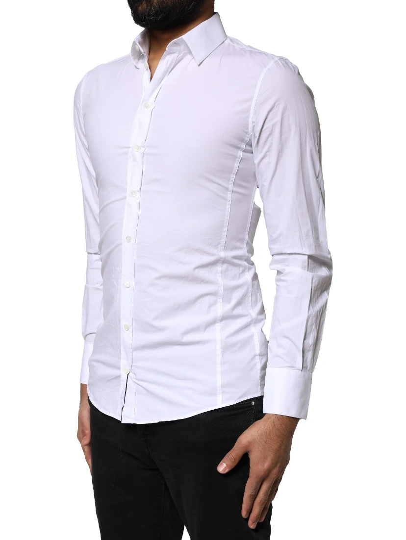 White SICILIA Cotton Formal Men Dress Shirt