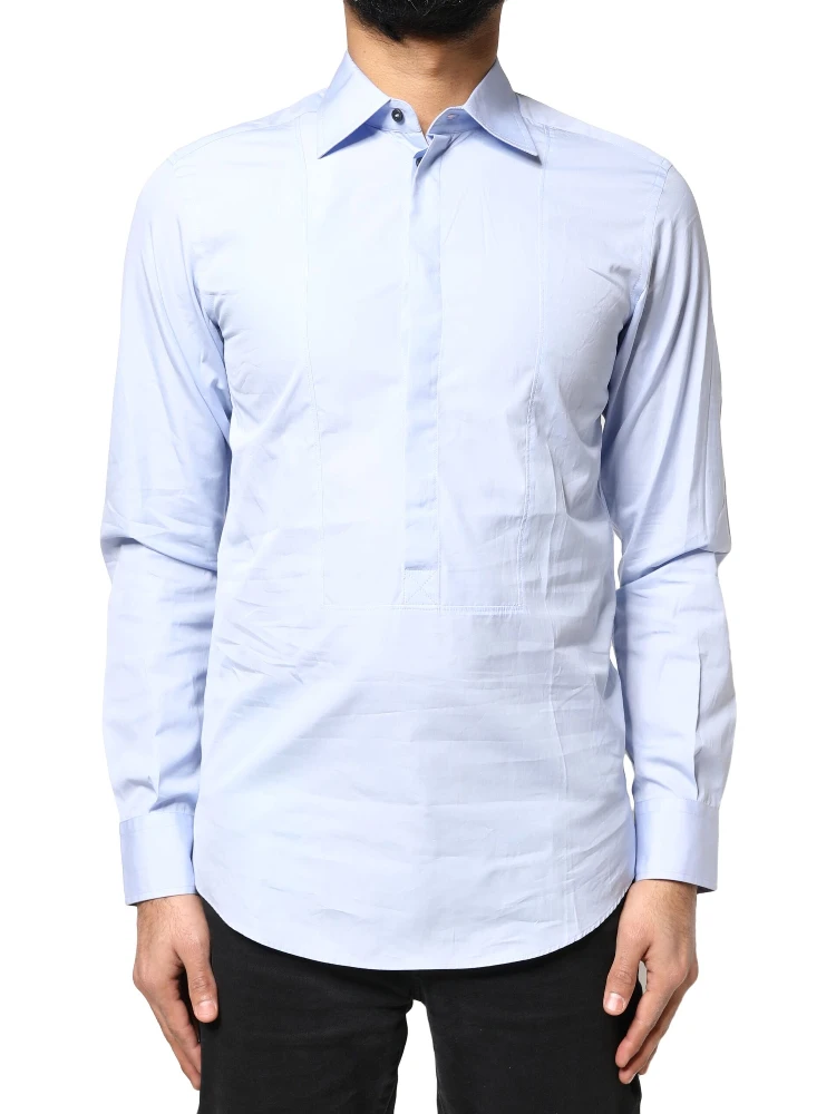 Light Blue Cotton Long Sleeves Dress Shirt