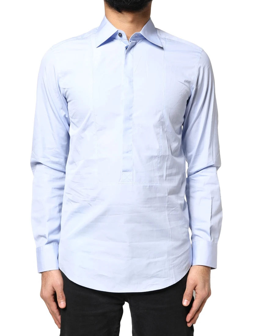 Light Blue Cotton Long Sleeves Dress Shirt