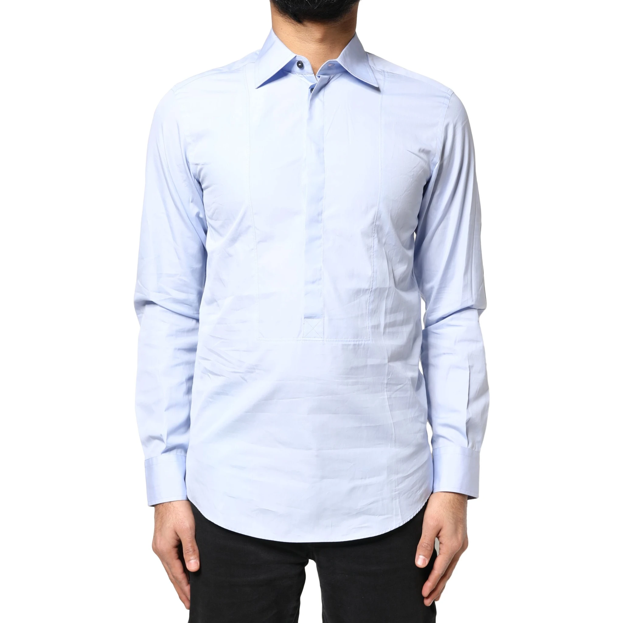 Light Blue Cotton Long Sleeves Dress Shirt