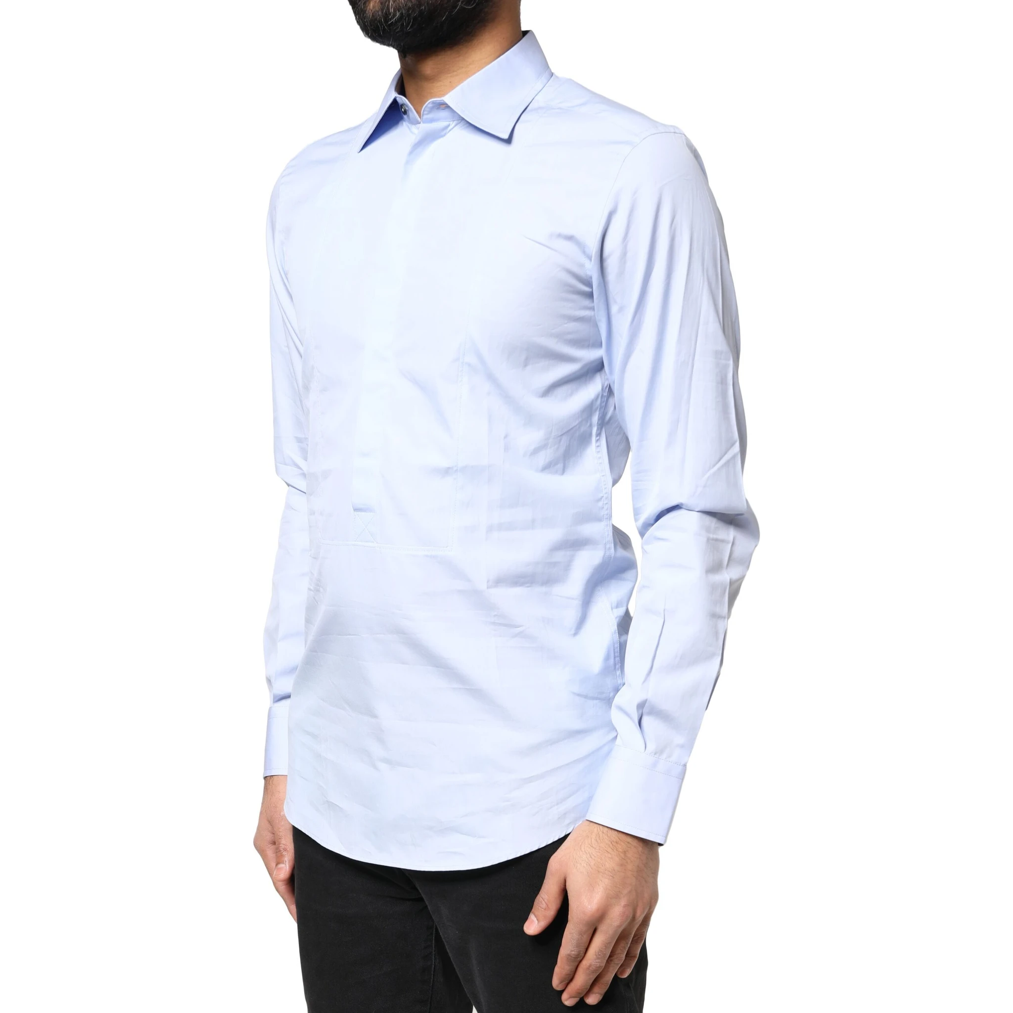 Light Blue Cotton Long Sleeves Dress Shirt