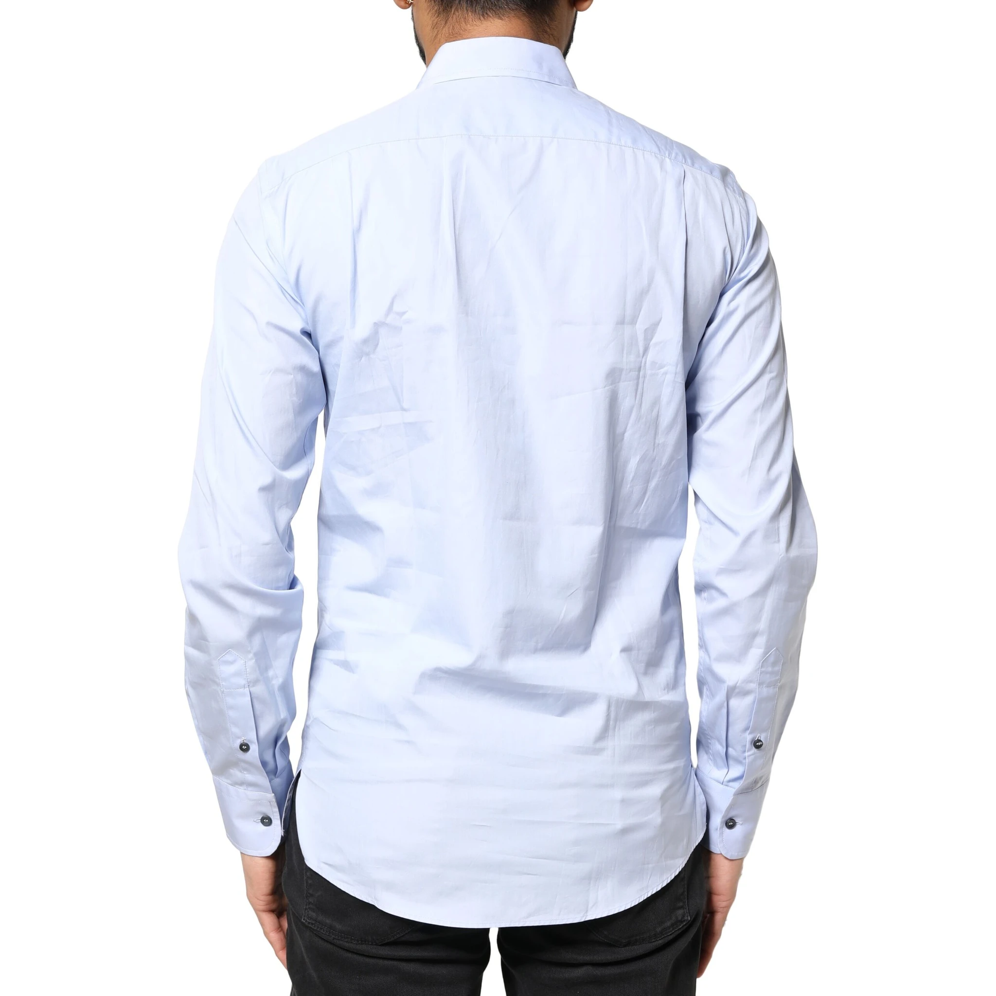Light Blue Cotton Long Sleeves Dress Shirt
