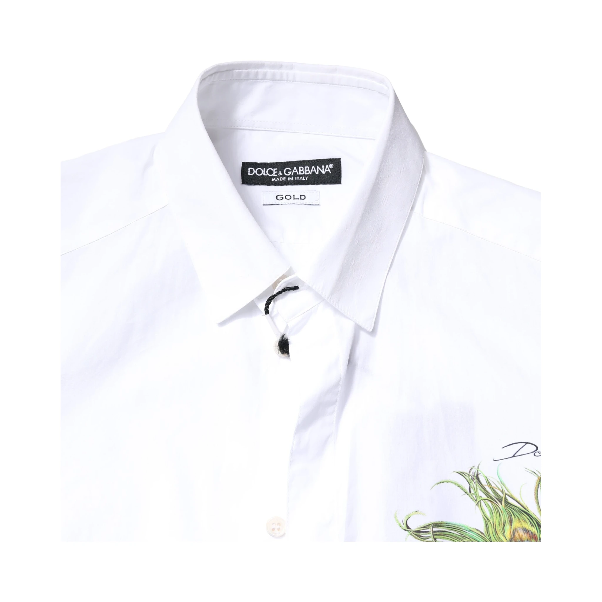 White Cotton Peacock Feather GOLD Formal Shirt