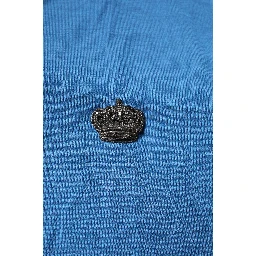 Blue Cashmere Crown V-neck Pullover Sweater