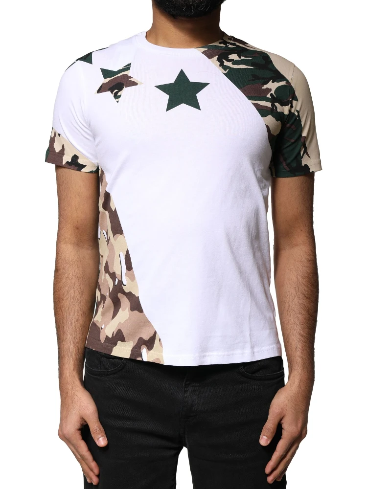 White Camouflage Stars Crew Neck T-shirt alternative