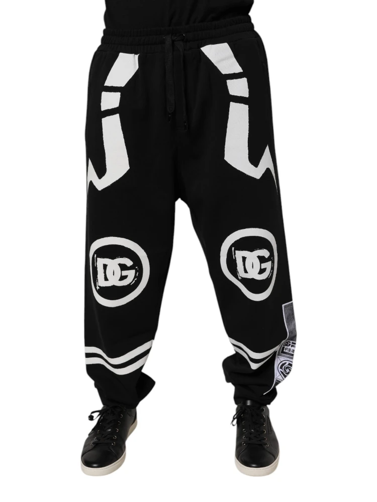 Black Logo Cotton Jogger Sweatpants Pants