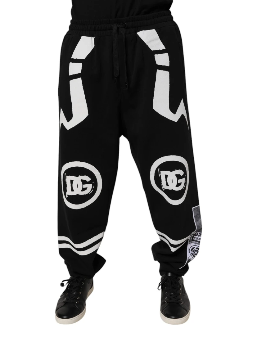 Black Logo Cotton Jogger Sweatpants Pants