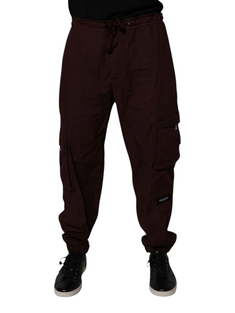 Maroon Cotton Cargo Jogger Sweatpants Pants