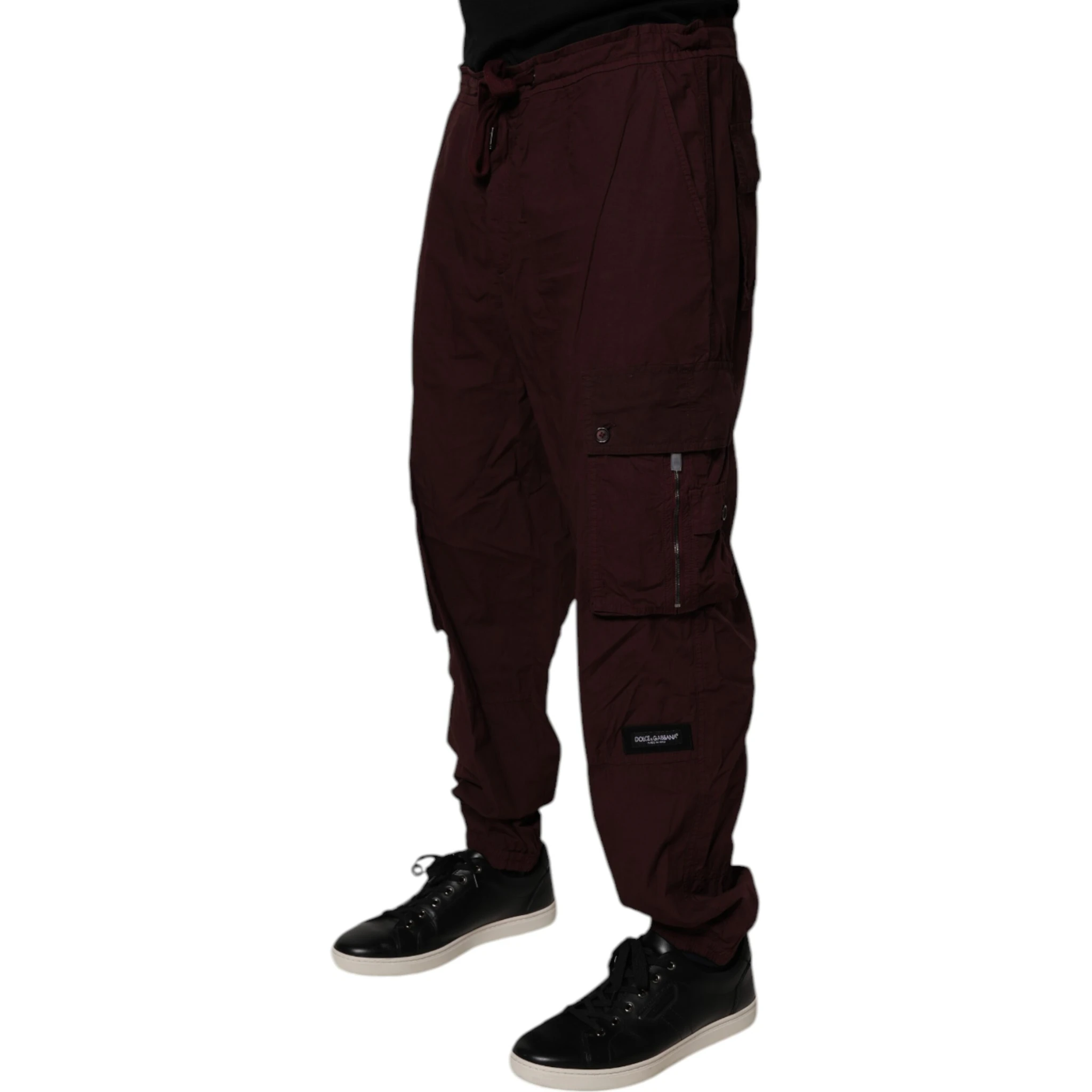 Maroon Cotton Cargo Jogger Sweatpants Pants