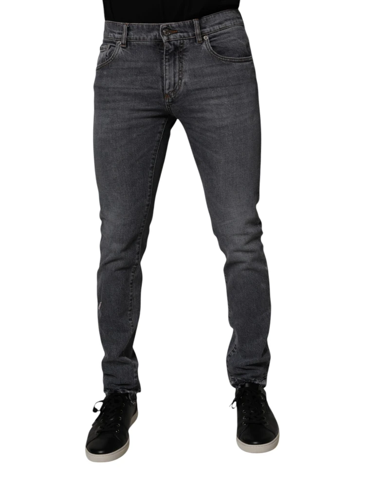 Dark Gray Cotton Stretch Skinny Denim Jeans