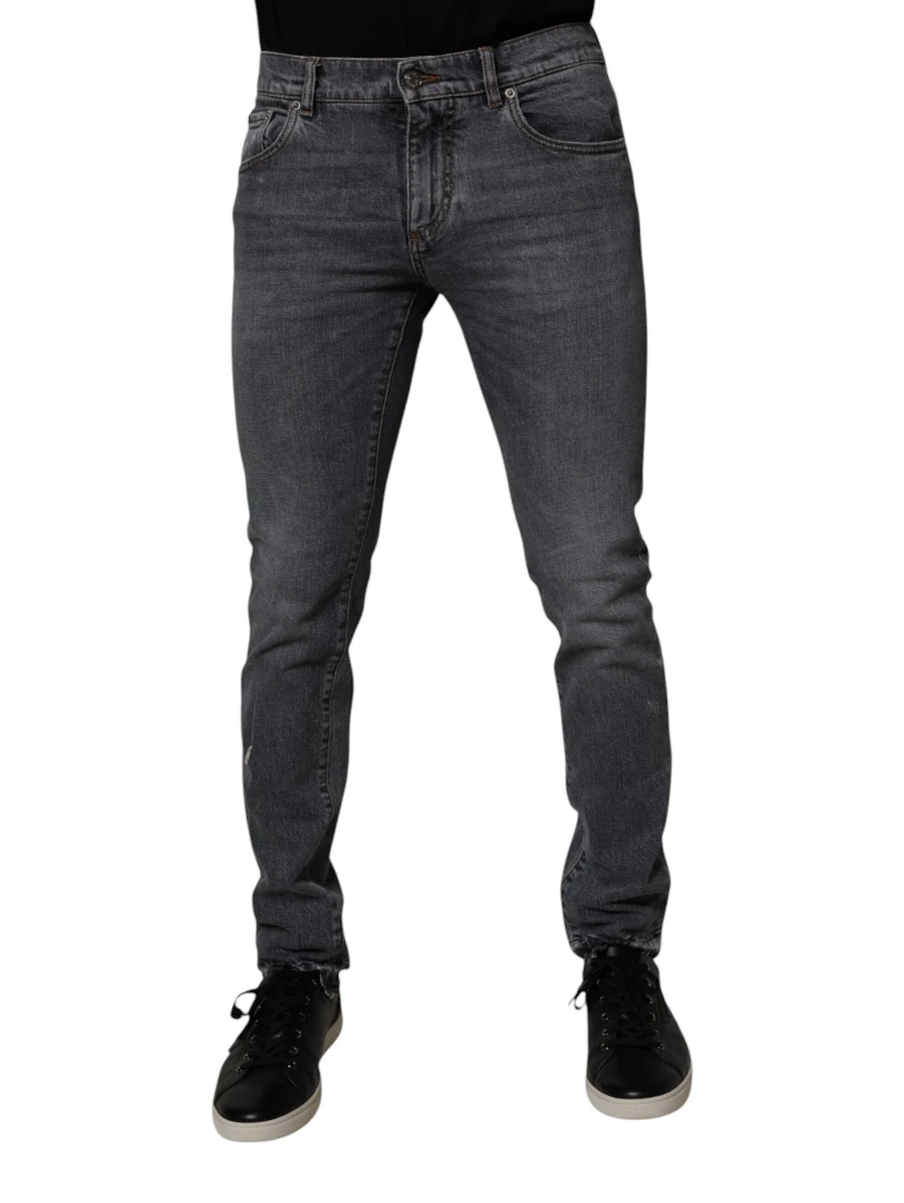 Dark Gray Cotton Stretch Skinny Denim Jeans