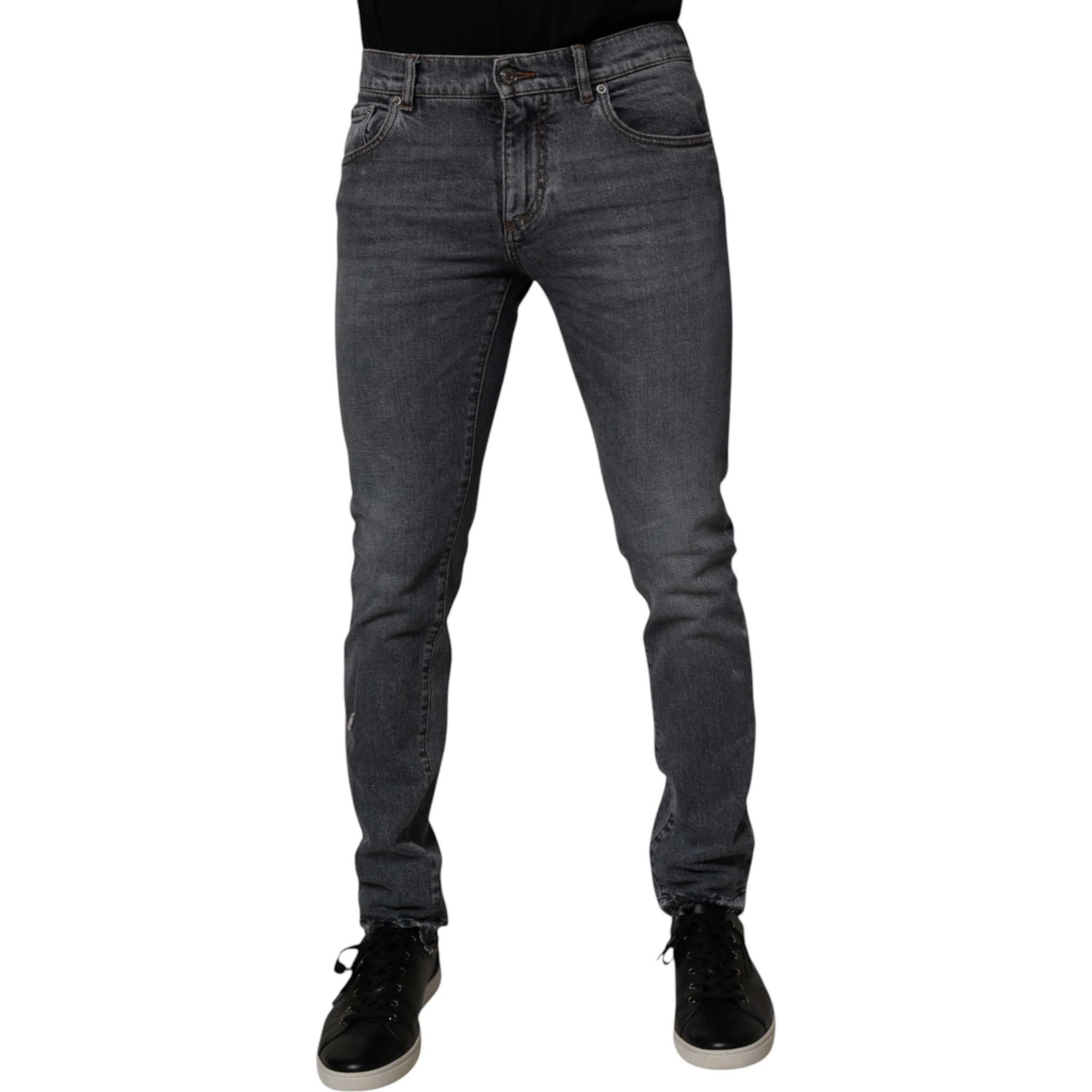 Dark Gray Cotton Stretch Skinny Denim Jeans