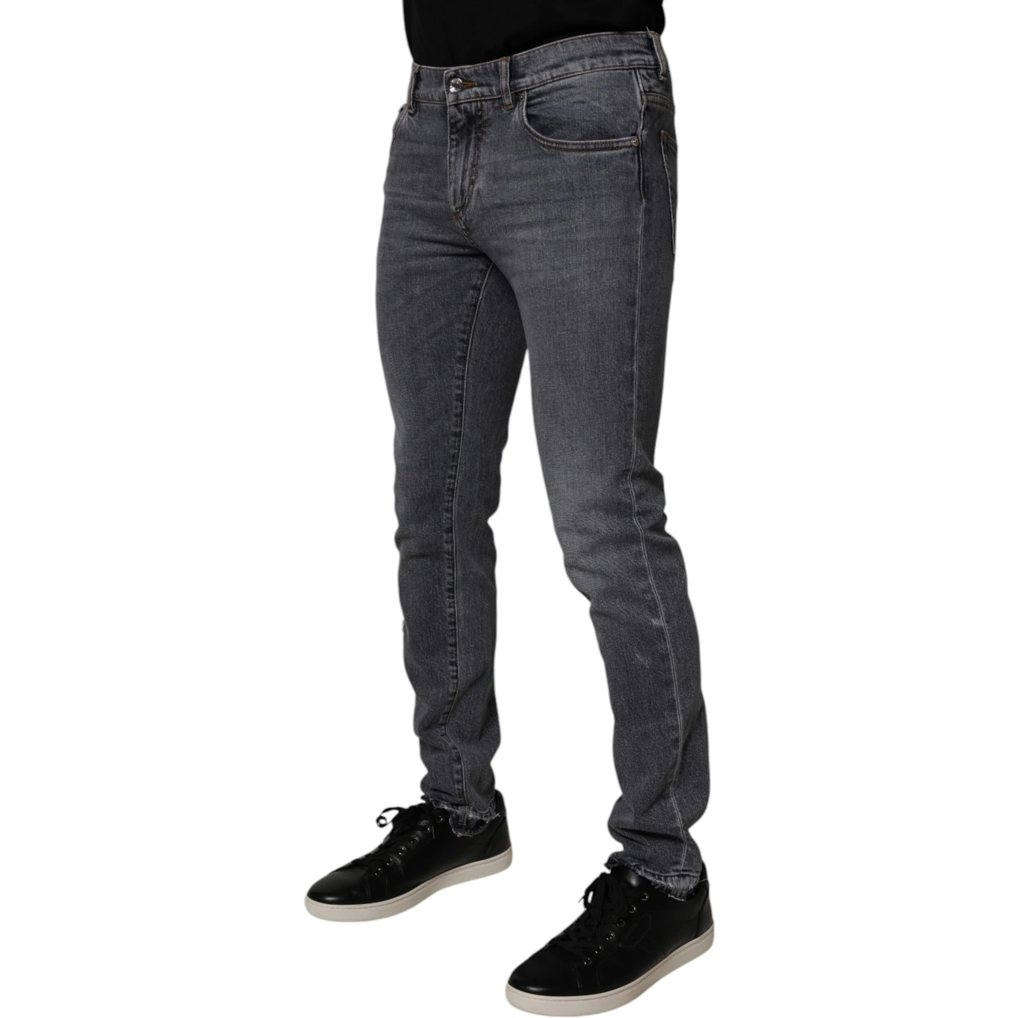 Dark Gray Cotton Stretch Skinny Denim Jeans