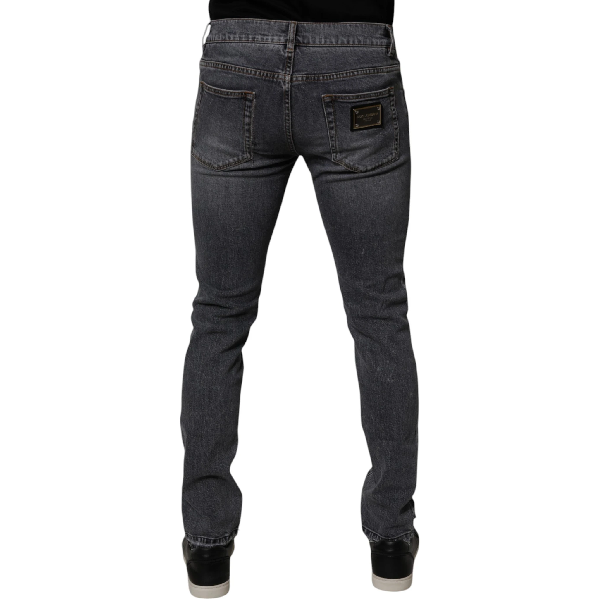 Dark Gray Cotton Stretch Skinny Denim Jeans